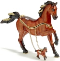Kubla Crafts Bejeweled Enamel 4186HN Arabian Horse Box with Necklace