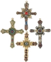 Kubla Crafts Cloisonne 4000AC Enameled Crosses With Crystals Ornament Set of 4