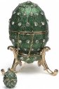Kubla Crafts Bejeweled Enamel 4014G Green Egg Box & Necklace