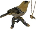 Kubla Crafts Bejeweled Enamel KUB 4018FN Gold Finch Box with Necklace