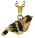 Kubla Crafts Bejeweled Enamel 4018N Gold Finch Necklace