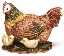 Kubla Crafts Bejeweled Enamel 4034 Hen with Chicks Box