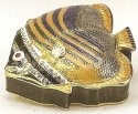 Kubla Crafts Bejeweled Enamel 4045 Blue Amber Fish Box