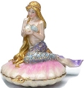 Kubla Crafts Bejeweled Enamel 4049 Mermaid on Shell Box