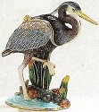 Kubla Crafts Bejeweled Enamel 4056 Blue Heron Box