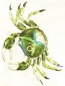 Kubla Crafts Cloisonne 4152SP Cloisonne Crab Green Ornament
