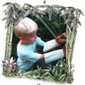 Kubla Crafts Bejeweled Enamel 4154 Jeweled Enamel Bamboo Frog Frame