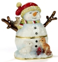 Kubla Crafts Bejeweled Enamel 4192 Woodland Snowman Box