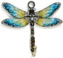 Kubla Crafts Bejeweled Enamel 4205C Jeweled Enamel Blue Dragonfly Wall Hook