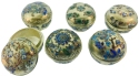 Kubla Crafts Cloisonne 4241N Antique Silver & Enamel Round Boxes Set of 6