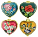 Kubla Crafts Cloisonne 4256 Cloisonne Heart Boxes Set of 4