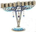 Kubla Crafts Bejeweled Enamel 4260 Bejeweled Blue Menorah