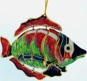 Kubla Crafts Cloisonne 4336PG Bejeweled Pink and Green Fish Ornament