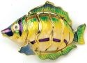 Kubla Crafts Cloisonne 4336YG Bejeweled Green Fish Ornament