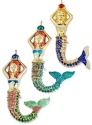 Kubla Crafts Cloisonne 4355AM Articulated Enamel Mermaid Ornament Set of 3