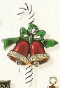 Kubla Crafts Bejeweled Enamel KUB 4500I Candy Cane Bells Brooch