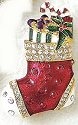 Kubla Crafts Bejeweled Enamel KUB 4500Q Brooch Red Stocking