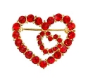 Kubla Crafts Bejeweled Enamel 4500RHN Red Heart Brooch