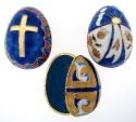 Kubla Crafts Cloisonne 4551 Enamel Egg Boxes Set of 3