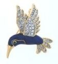 Kubla Crafts Bejeweled Enamel 4558BLN Blue Hummingbird Brooch