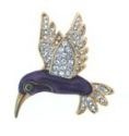 Kubla Crafts Bejeweled Enamel 4558PR Hummingbird Purple Brooch