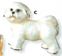 Kubla Crafts Bejeweled Enamel KUB 4559 Bichon Frise Dog Brooch