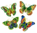 Kubla Crafts Cloisonne 4623- Cloisonne Butterfly Ornaments Set of 4