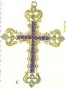 Kubla Crafts Bejeweled Enamel 4735 Gem Cross Ornament Set of 2
