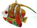 Kubla Crafts Cloisonne 4780OG Bejeweled Orange Fish Ornament