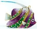Kubla Crafts Cloisonne 4780PU Bejeweled Purple Fish Ornament
