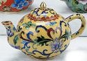 Kubla Crafts Cloisonne 4940Y Yellow Cloisonne Teapot