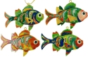 Kubla Crafts Cloisonne 4968 Enamel Fish With Crystal Ornaments Set of 4