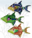 Kubla Crafts Cloisonne 4970 Cloisonne Trigger Fish Ornament Set of 3