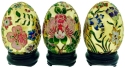 Kubla Crafts Cloisonne 4981 Cloisonne Large Gold Eggs With Stands Set of 6