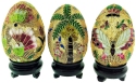 Kubla Crafts Cloisonne 4982 Cloisonne Filigree Gold Eggs With Stands Set of 6