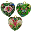 Kubla Crafts Cloisonne 4987 Cloisonne Heart Ornaments Set of 6