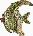 Kubla Crafts Bejeweled Enamel KUB 5 0227 Austrian Crystal Angelfish Brooch