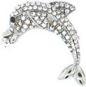 Kubla Crafts Bejeweled Enamel KUB 5 0228 Austrian Crystal Dolphin Brooch