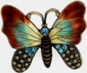Kubla Crafts Bejeweled Enamel 1504 Jeweled Butterfly Brooch