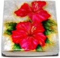 Kubla Crafts Capiz 1592 Capiz Box Large Red Hibiscus