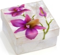 Kubla Crafts Capiz KUB 5 1770 Capiz Box Purple Orchids