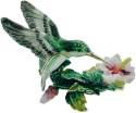 Kubla Crafts Bejeweled Enamel 3048 Hummingbird and Hibiscus Box