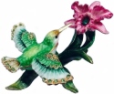 Kubla Crafts Bejeweled Enamel 3190 Hummingbird with Flower Box