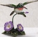 Kubla Crafts Bejeweled Enamel 3589 Hummingbird Box with Morning Glory