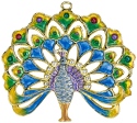Kubla Crafts Bejeweled Enamel 3673 Peacock Ornament