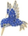 Kubla Crafts Bejeweled Enamel 4564 Blue Crystal Hummingbird Brooch