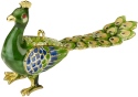 Kubla Crafts Cloisonne 4740GR Bejeweled Peacock Ornament Green