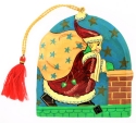 Kubla Crafts Cloisonne 5133 Wooden Hand Painted Santa Ornament Set of 6