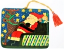 Kubla Crafts Cloisonne 5160 Wooden Hand Painted Santa Ornament Set of 6