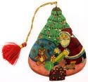 Kubla Crafts Cloisonne 5179 Wooden Hand Painted Santa Ornament Set of 6